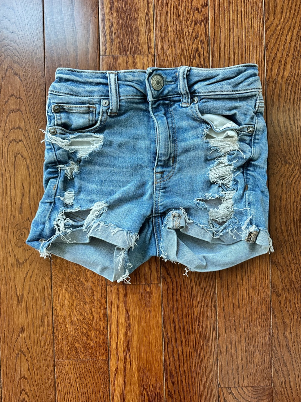 American Eagle Light Blue Distressed Denim Women's Shorts